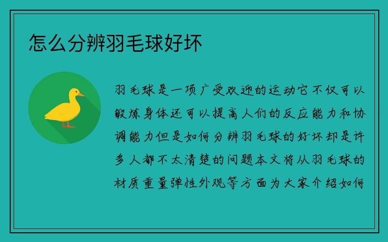 怎么分辨羽毛球好坏